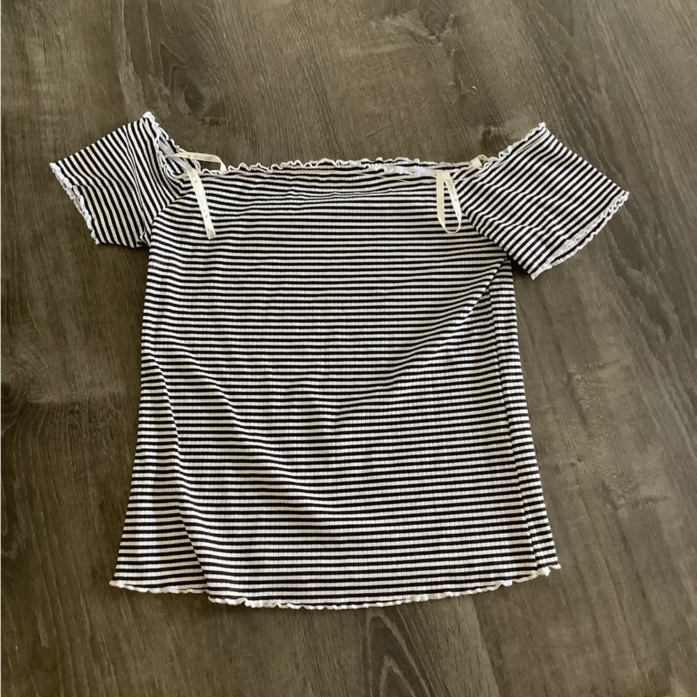 G by guess striped off the shoulder top